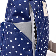 Canfield Small Backpack in Navy Polka Dot Canvas