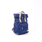 Canfield Small Backpack in Navy Polka Dot Canvas