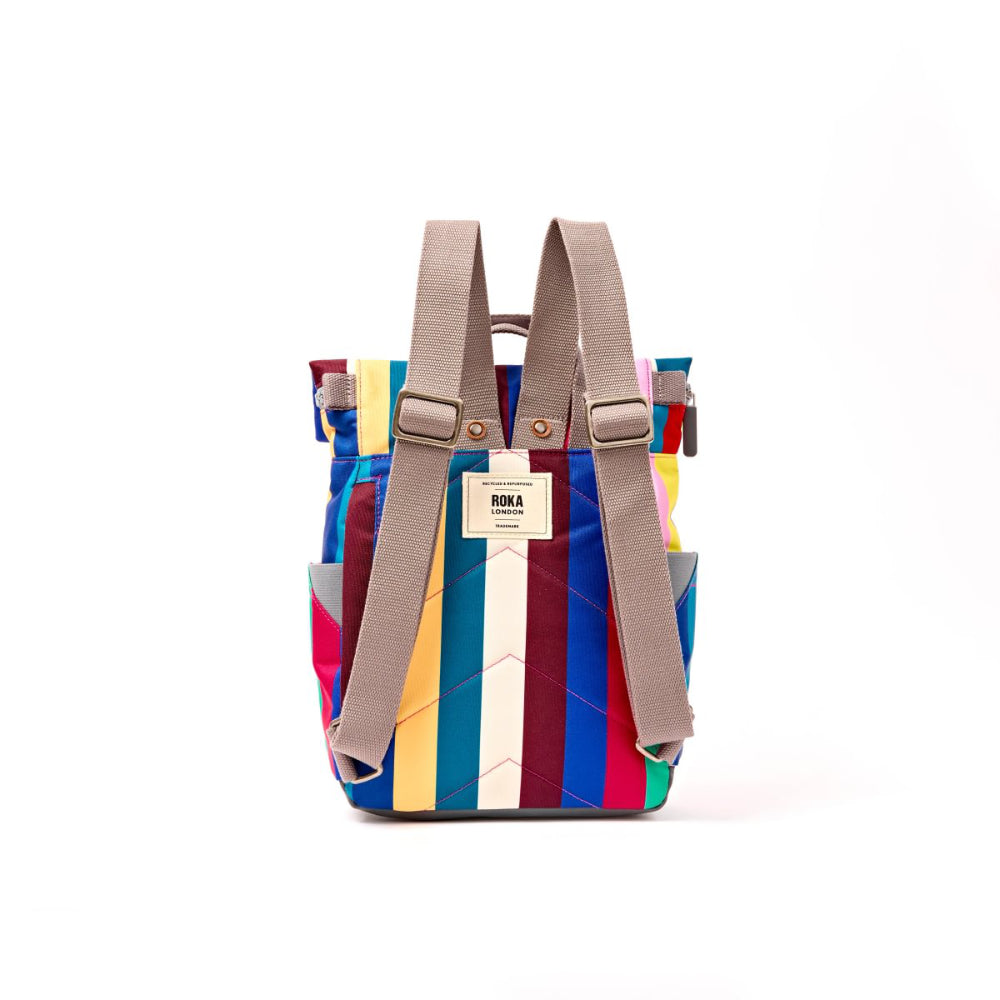 Canfield Small Backpack in Wide Multi Stripe Canvas