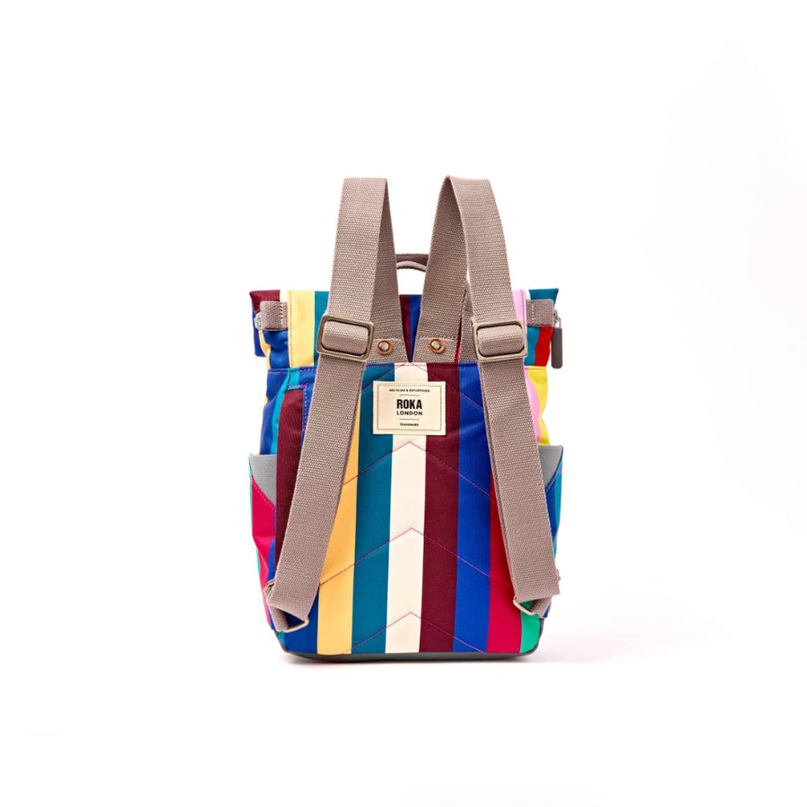 Canfield Small Backpack in Wide Multi Stripe Canvas