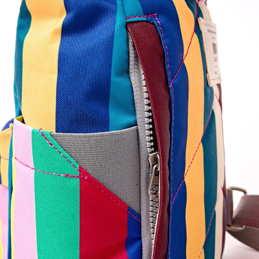 Canfield Small Backpack in Wide Multi Stripe Canvas