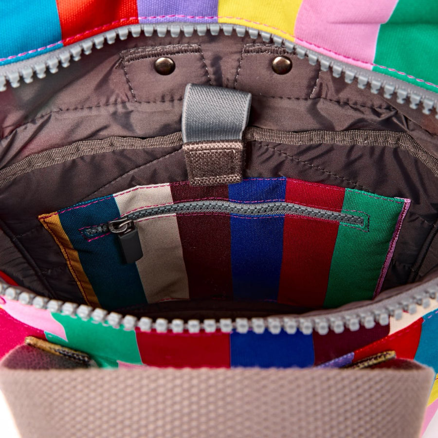 Canfield Small Backpack in Wide Multi Stripe Canvas