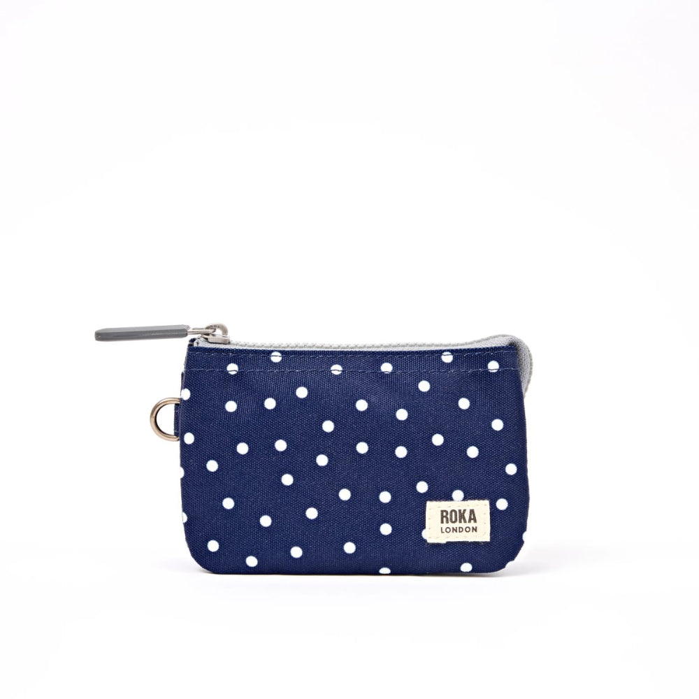 Carnaby Small Wallet in Navy Polka Dot Canvas