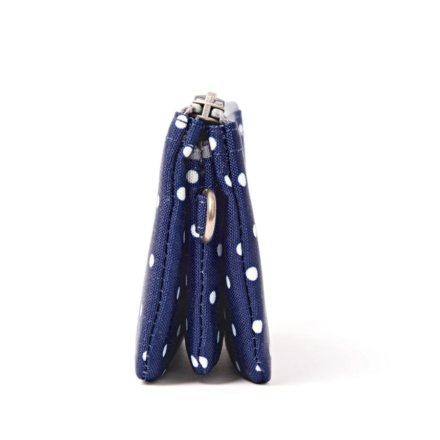 Carnaby Small Wallet in Navy Polka Dot Canvas