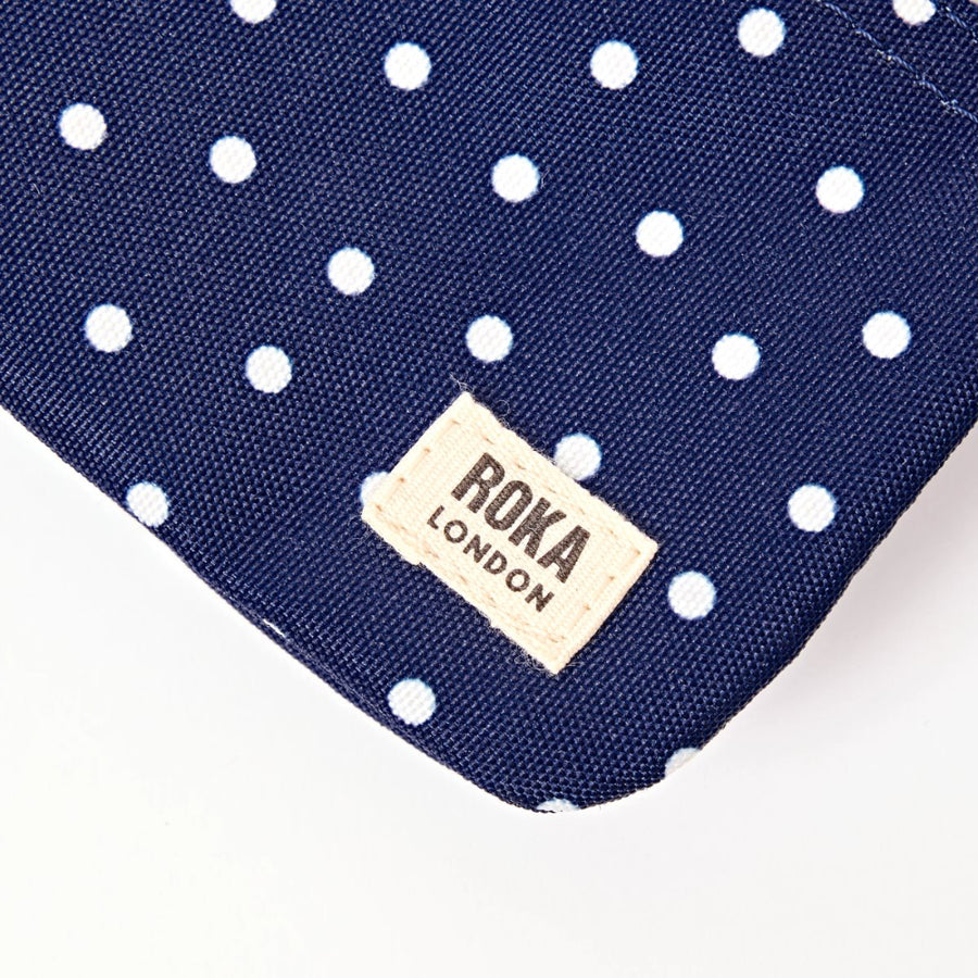 Carnaby Small Wallet in Navy Polka Dot Canvas
