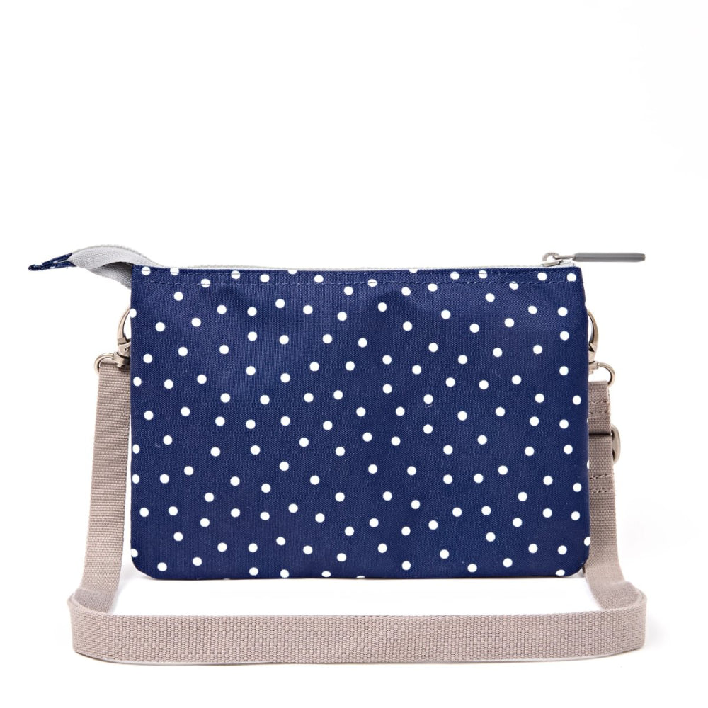 Carnaby Crossbody Bag in Navy Polka Dot Canvas