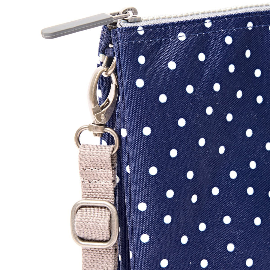 Carnaby Crossbody Bag in Navy Polka Dot Canvas