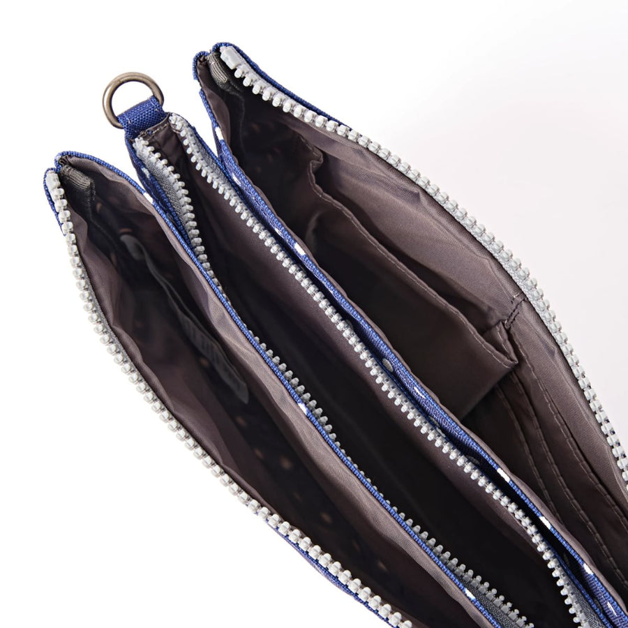 Carnaby Crossbody Bag in Navy Polka Dot Canvas