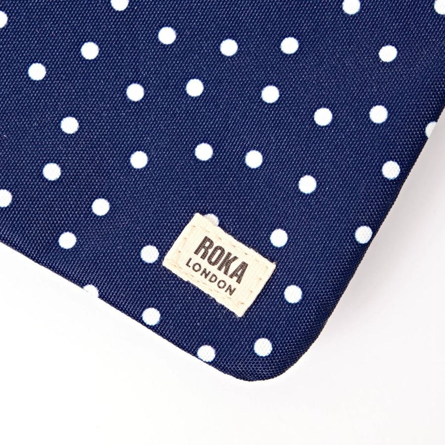 Carnaby Crossbody Bag in Navy Polka Dot Canvas