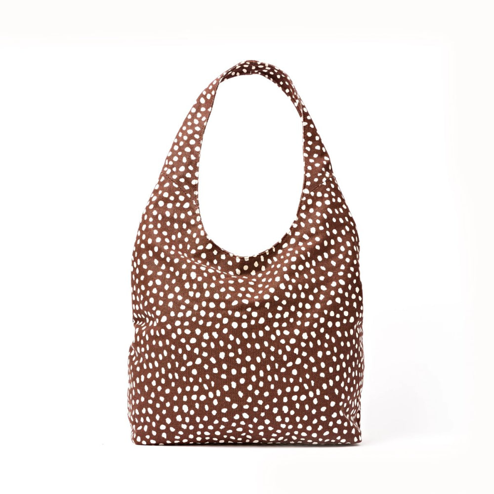 Hoxton Shoulder Bag in Brown Dot Cotton Canvas