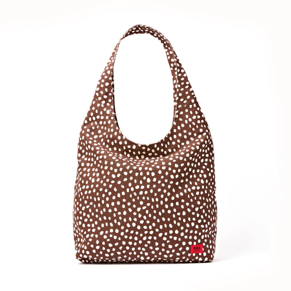 Hoxton Shoulder Bag in Brown Dot Cotton Canvas