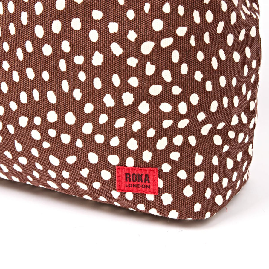 Hoxton Shoulder Bag in Brown Dot Cotton Canvas
