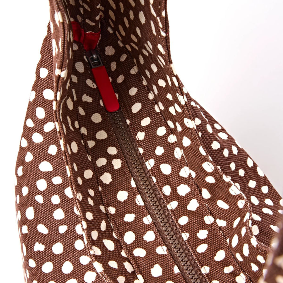 Hoxton Shoulder Bag in Brown Dot Cotton Canvas