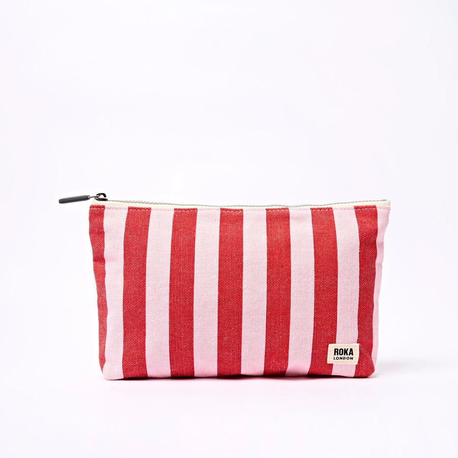 Roka Maida Vale Pouch Strawberry Stripe Cotton Canvas