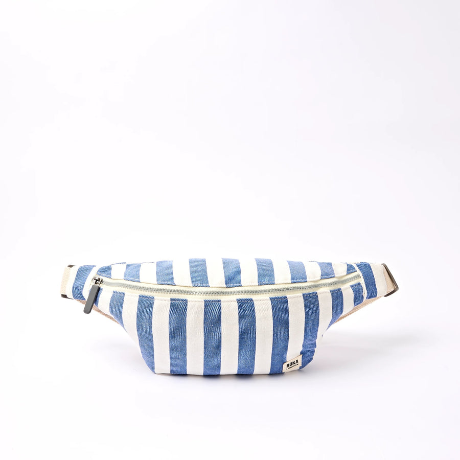 Roka Mill Hill Crossbody Denim Stripe Cotton Canvas Small