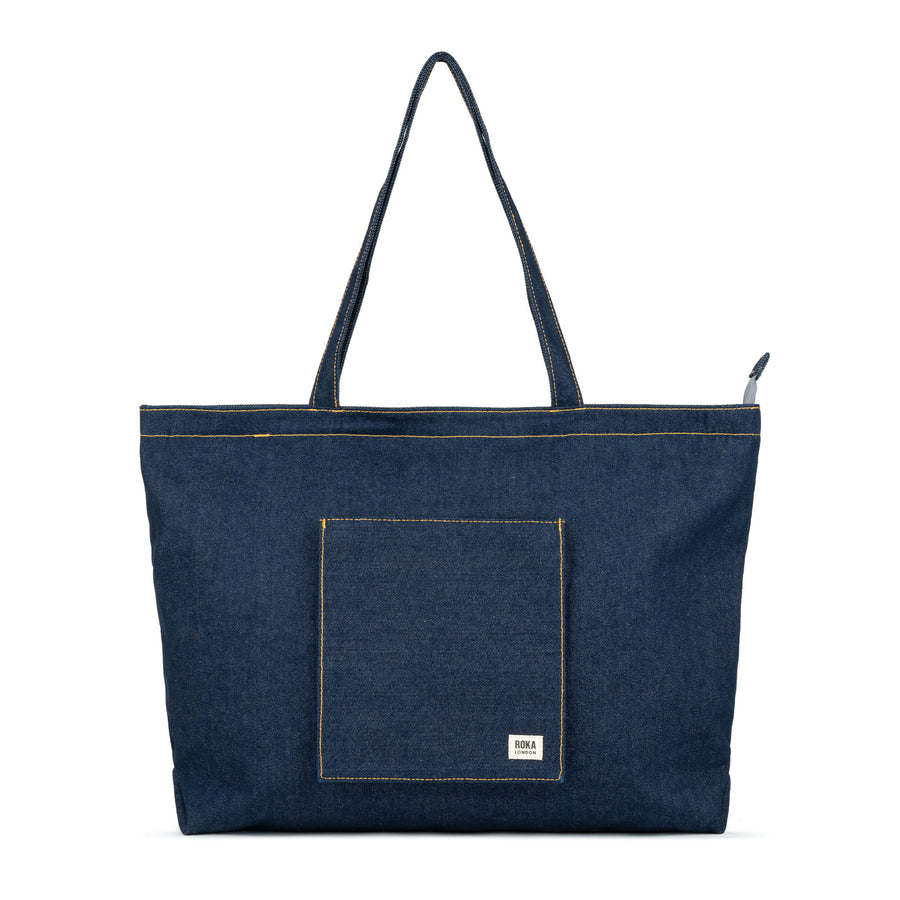 Roka Portobello Tote Dark Wash Denim Cotton Large