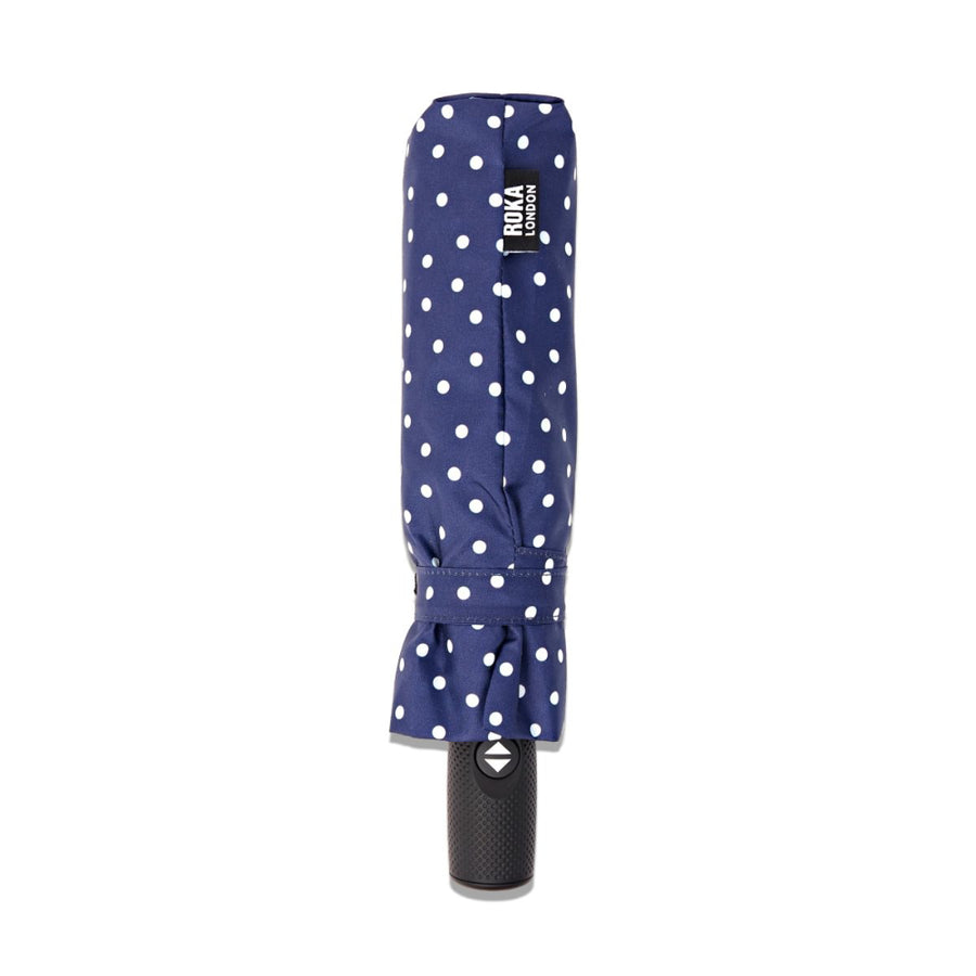 Waterloo Umbrella in Navy Polka Dot Pongee