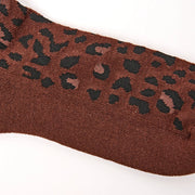 Wimbledon Crew Socks for Women in Mini Leopard Organic Cotton