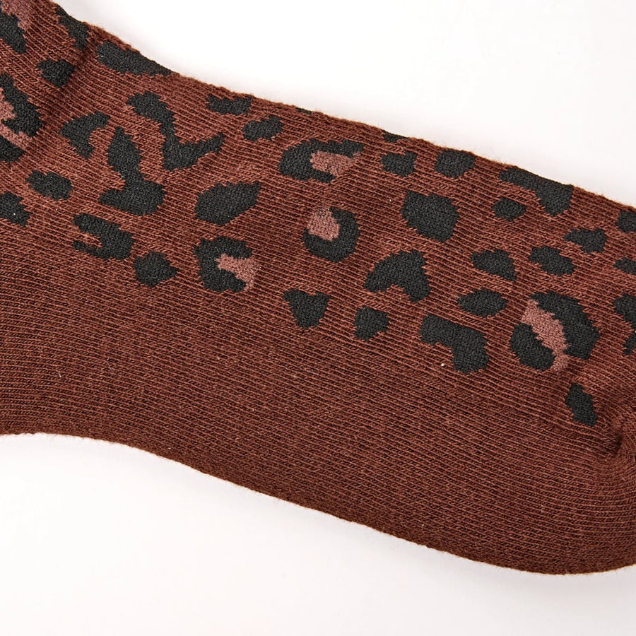 Wimbledon Crew Socks for Women in Mini Leopard Organic Cotton