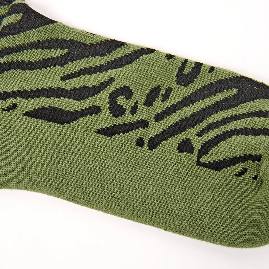 Wimbledon Crew Socks for Women in Mixed Animal Artichoke Organic Cotton
