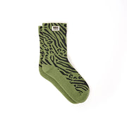 Wimbledon Crew Socks for Women in Mixed Animal Artichoke Organic Cotton