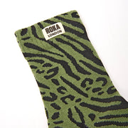 Wimbledon Crew Socks for Women in Mixed Animal Artichoke Organic Cotton