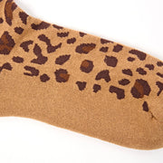Wimbledon Crew Socks for Women in Savannah Leopard Sand Organic Cotton