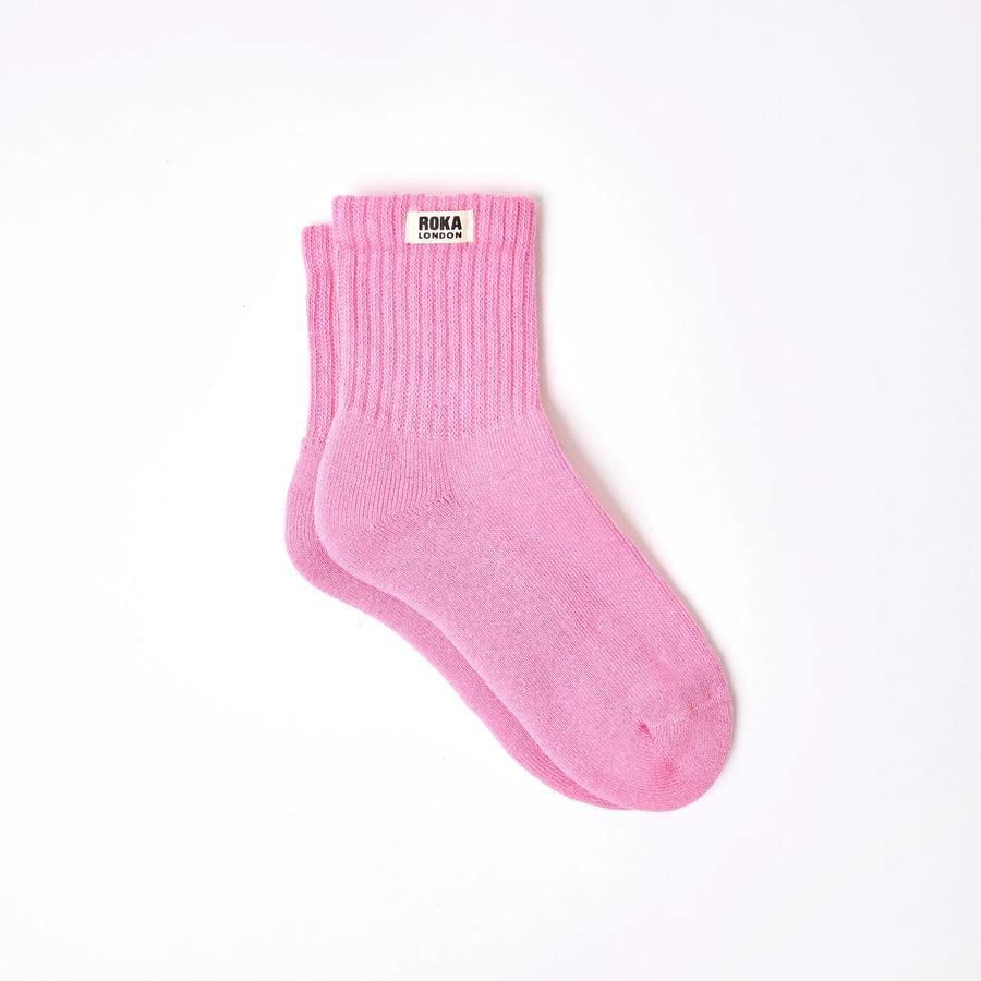 Roka Windsor Stripe Crew Socks Pink Carnation