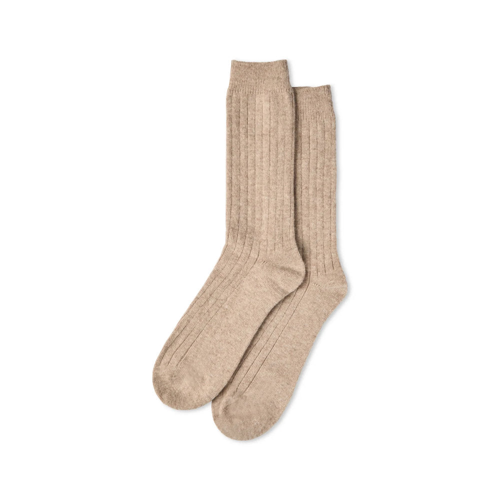Chalk Cashmere Rib Sock - Beige