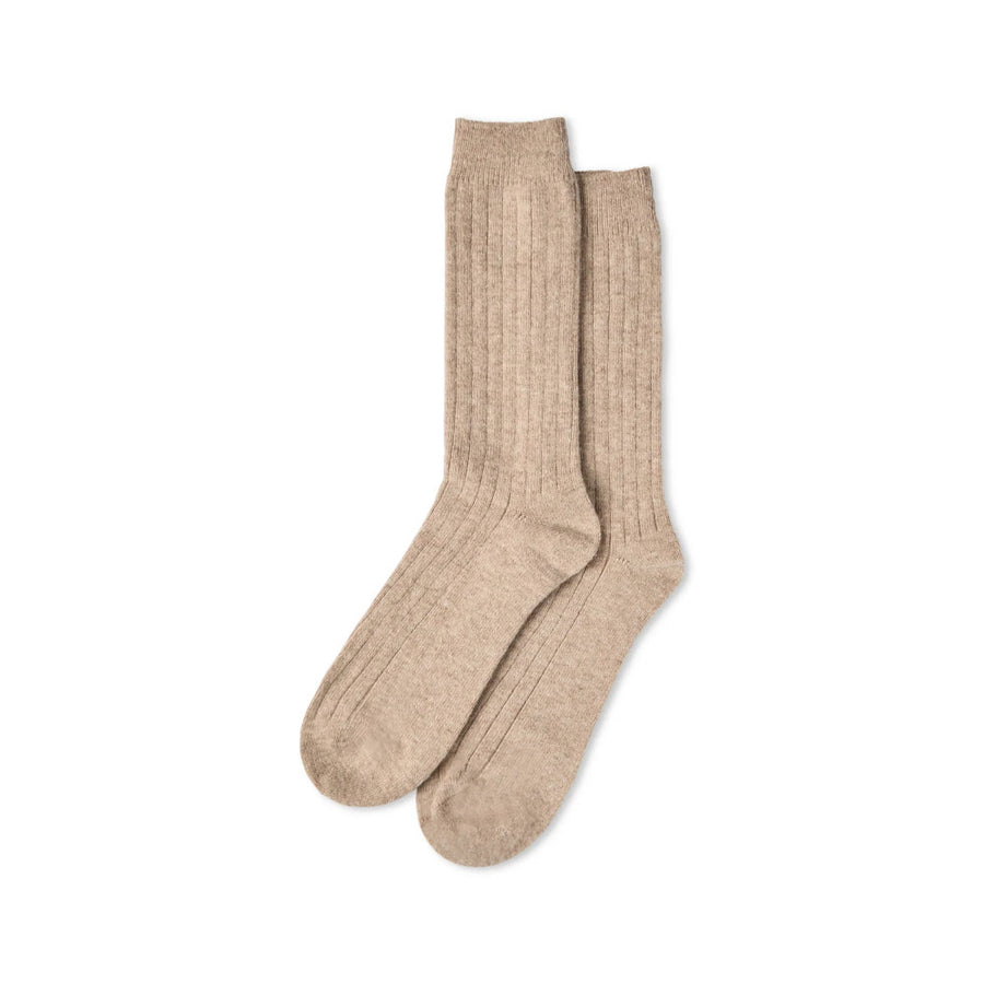 Chalk Cashmere Rib Sock - Beige