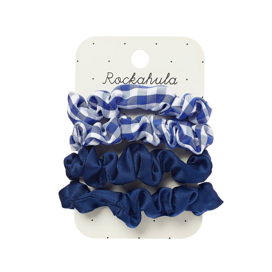Rockahula School Check and Satin Scrunchie Set Blue - HBTS230B
