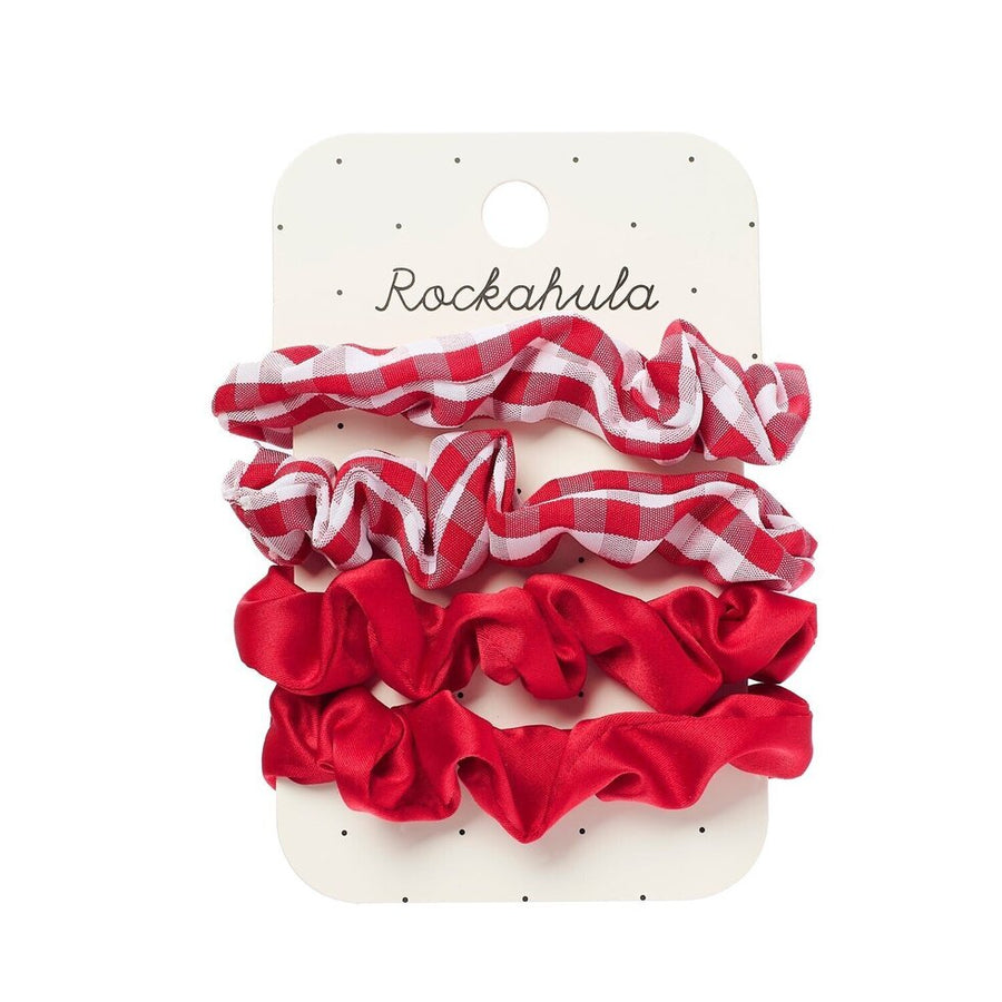 Rockahula School Check and Satin Scrunchie Set Red - HBTS230R