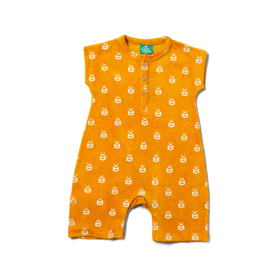 Little Green Radicals Bees Organic Towelling Romper