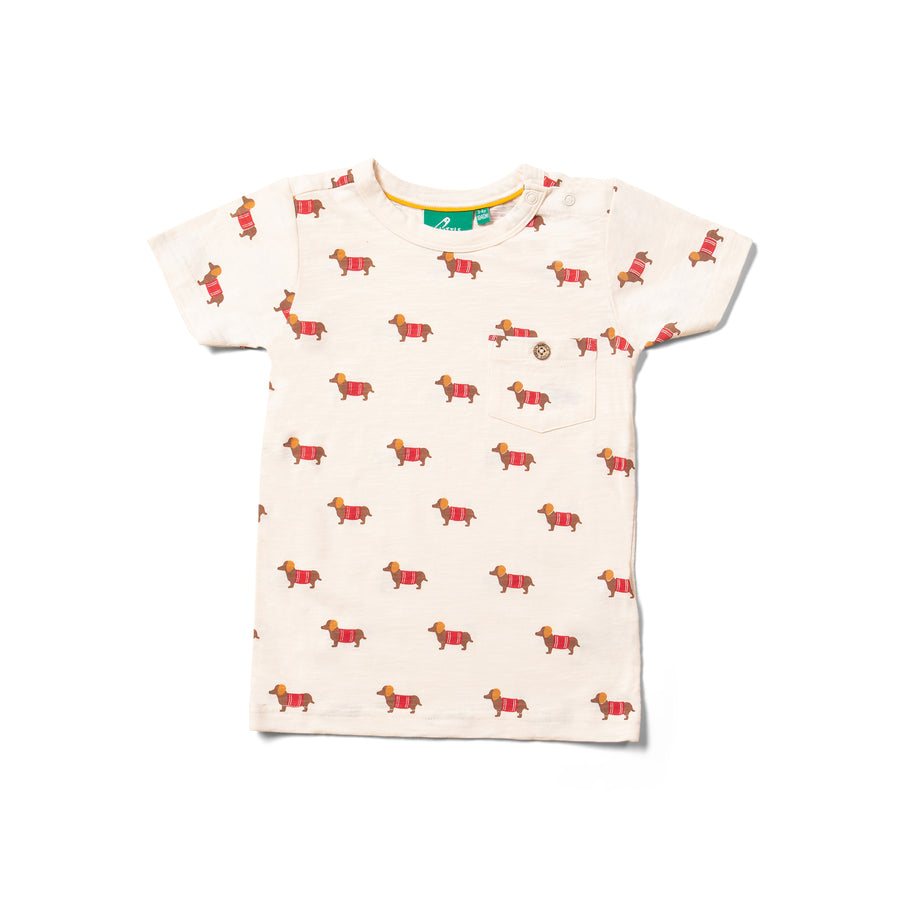 Little Green Radicals Cream Sausage Dogs Short Sleeve T Shirt - Cream Sausage Dogs