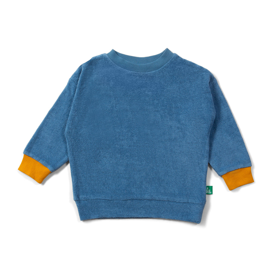 Little Green Radicals Blue Towelling Jumper - Blue