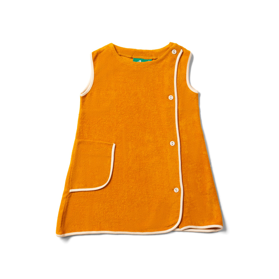 Little Green Radicals Gold Classic Pinafore Towelling Dress - Gold