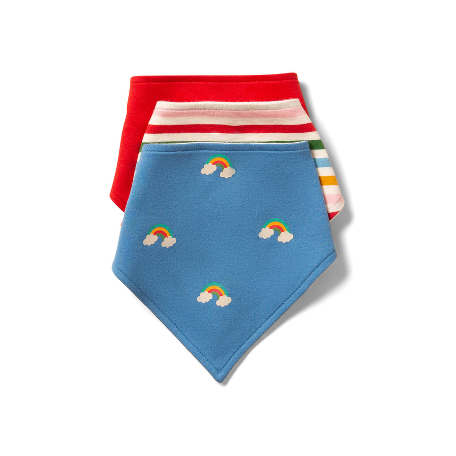 Little Green Radicals Blue Rainbows Organic Bib Set 3 Pack - Blue Rainbows