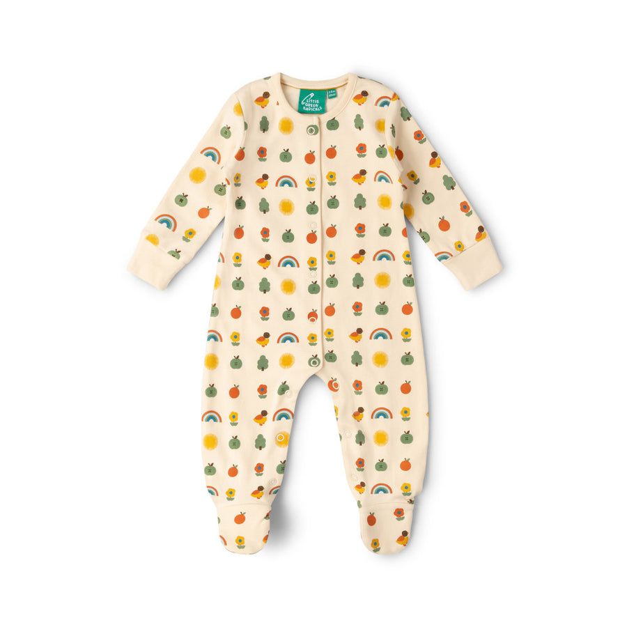 Little Green Radicals Vintage Rainbows Organic Babygrow - Multi