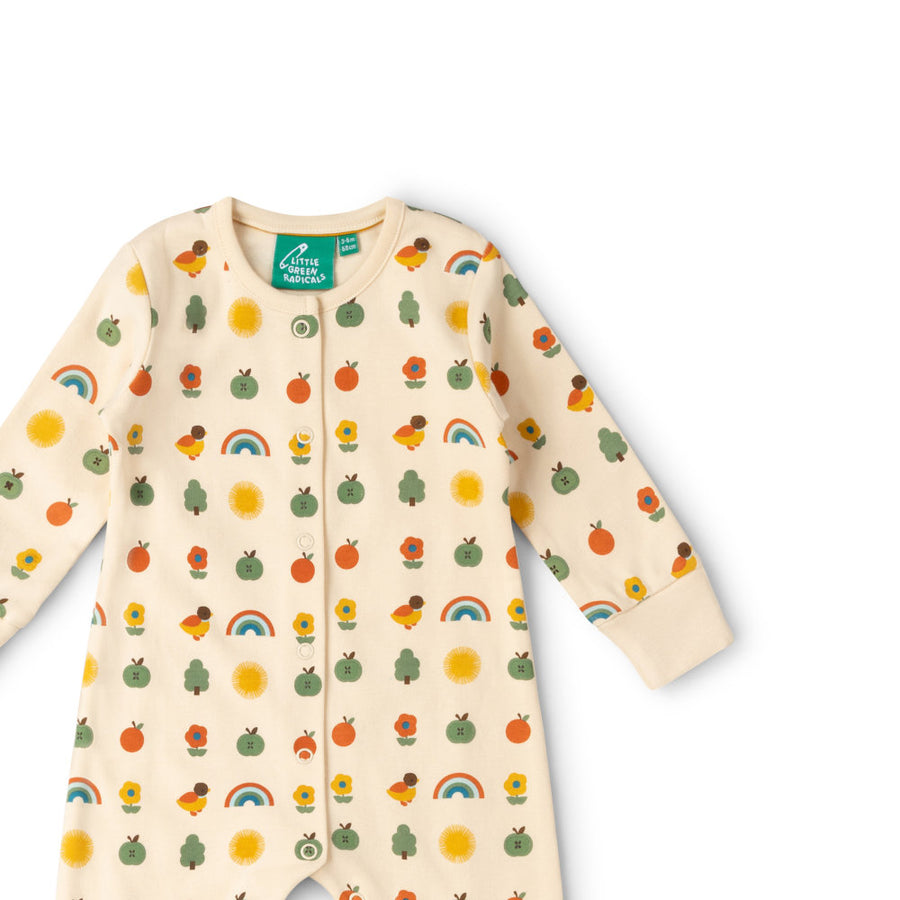 Little Green Radicals Vintage Rainbows Organic Babygrow - Multi