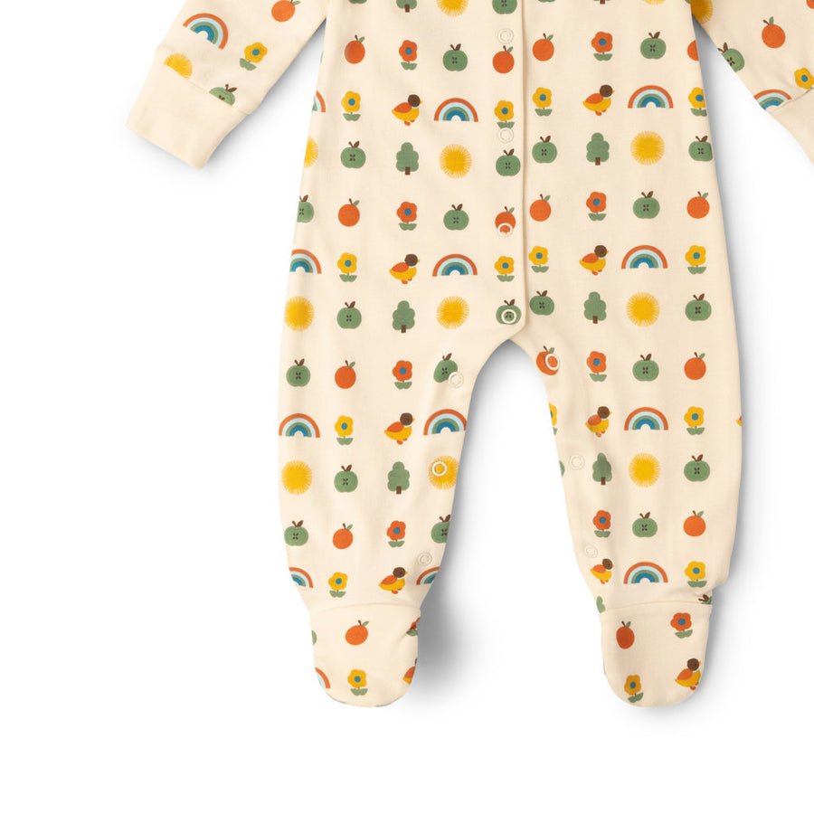 Little Green Radicals Vintage Rainbows Organic Babygrow - Multi