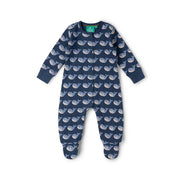 Little Green Radicals Singing Whales Organic Babygrow - Blue
