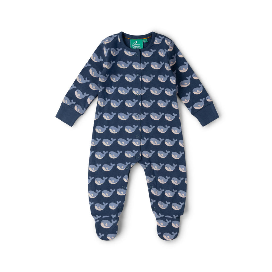 Little Green Radicals Singing Whales Organic Babygrow - Blue