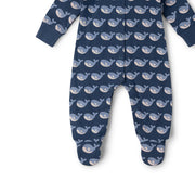 Little Green Radicals Singing Whales Organic Babygrow - Blue