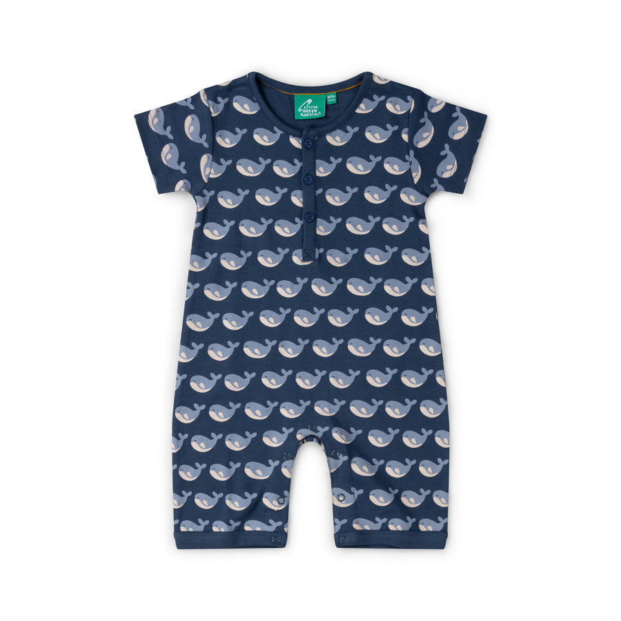 Little Green Radicals Singing Whales Organic Romper - Blue