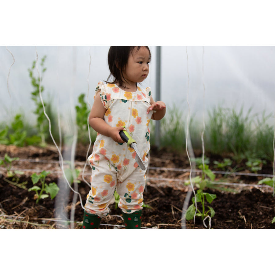 Little Green Radicals Flora Frill Summer Romper - Cream