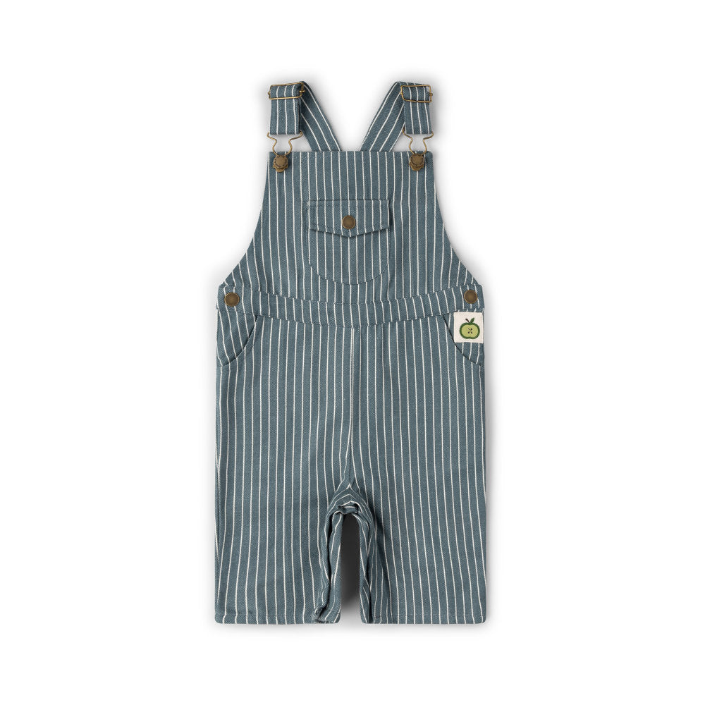 Little Green Radicals Navy Striped Dungaree Shorts - Navy
