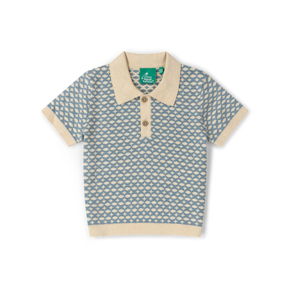 Little Green Radicals Hazy Blue Short Sleeve Knitted Top - Blue