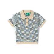 Little Green Radicals Hazy Blue Short Sleeve Knitted Top - Blue
