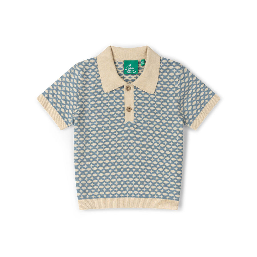 Little Green Radicals Hazy Blue Short Sleeve Knitted Top - Blue