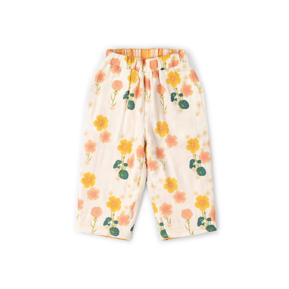 Little Green Radicals Flora Reversible Pull On Trousers - Cream